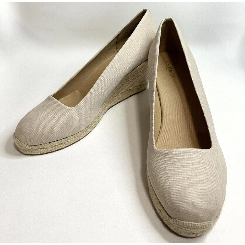 J.Crew Factory Shoes Women's Size 12 Canvas Espadrille Flax Beige